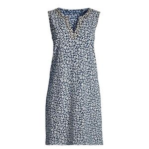 Land's End Women's Cotton Jersey Sleeveless Swim Cover-up Dress Print XL